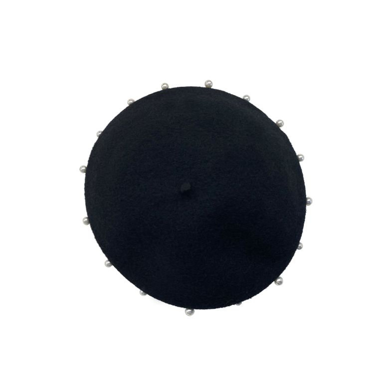 진주 라인 울 베레모 (Black)