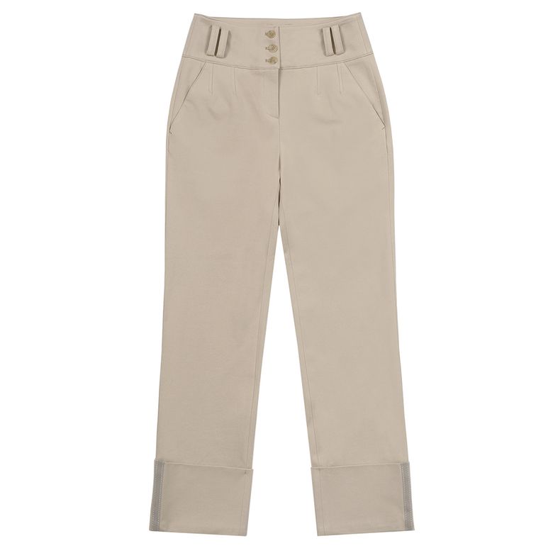 High-Waist Roll Up Pants_Light Beige