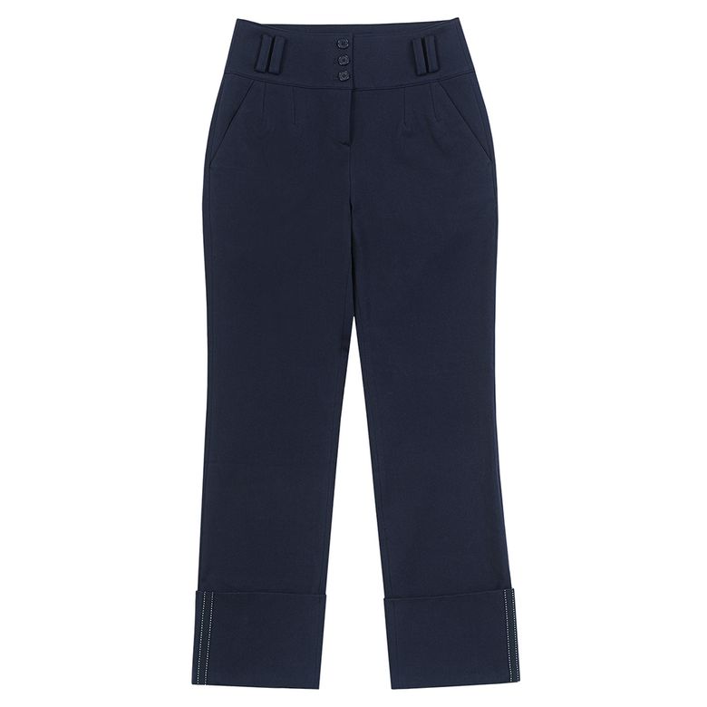 High-Waist Roll Up Pants_Navy