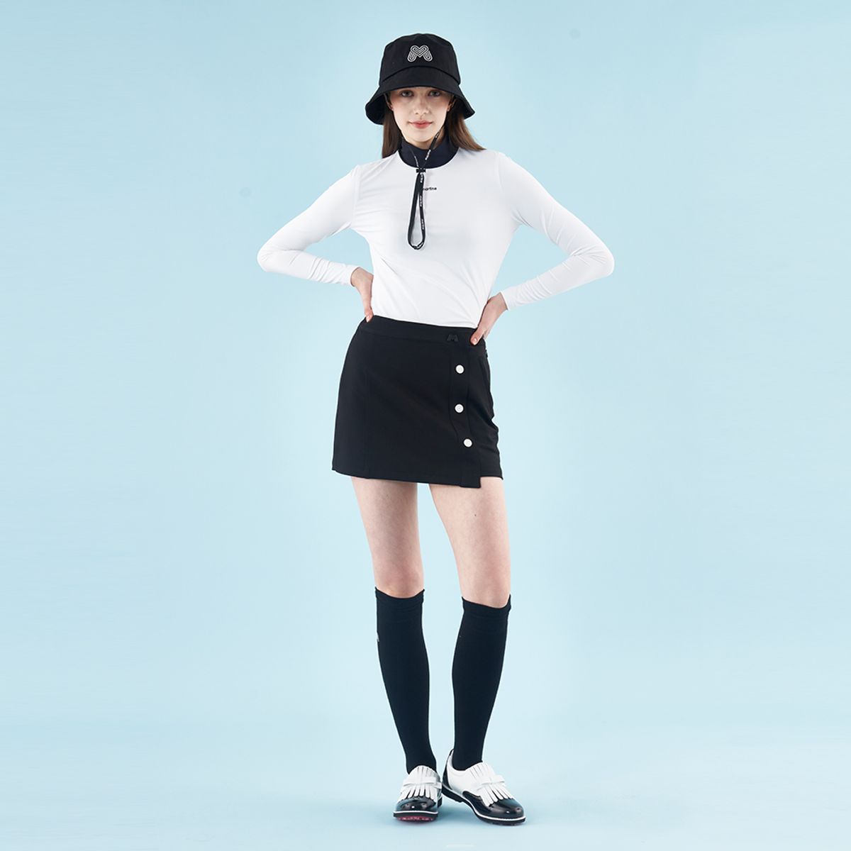 마틴골프(MARTINE GOLF) H-Line Wrap Skirt_Black