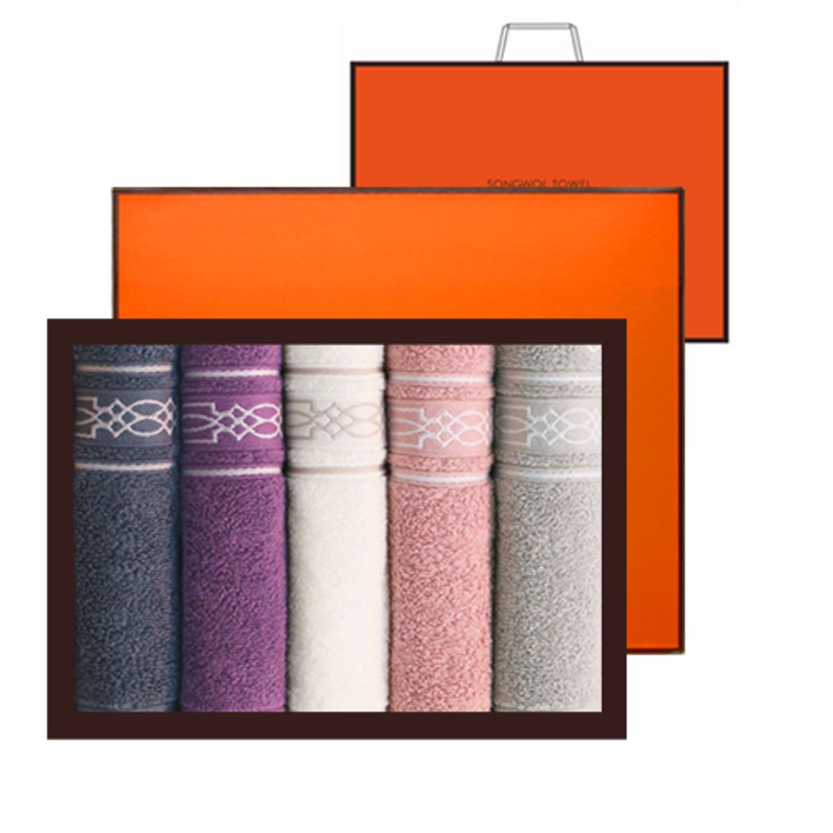 송월타올(SONGWOL TOWEL) 샤보렌 디럭스 세면타올 5매선물세트+쇼핑백