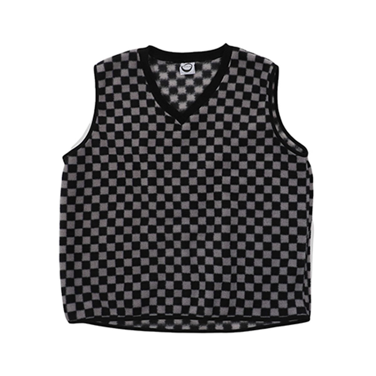 크루치(KRUCHI) CHECKERBOARD FLEECE VEST (BLACK)