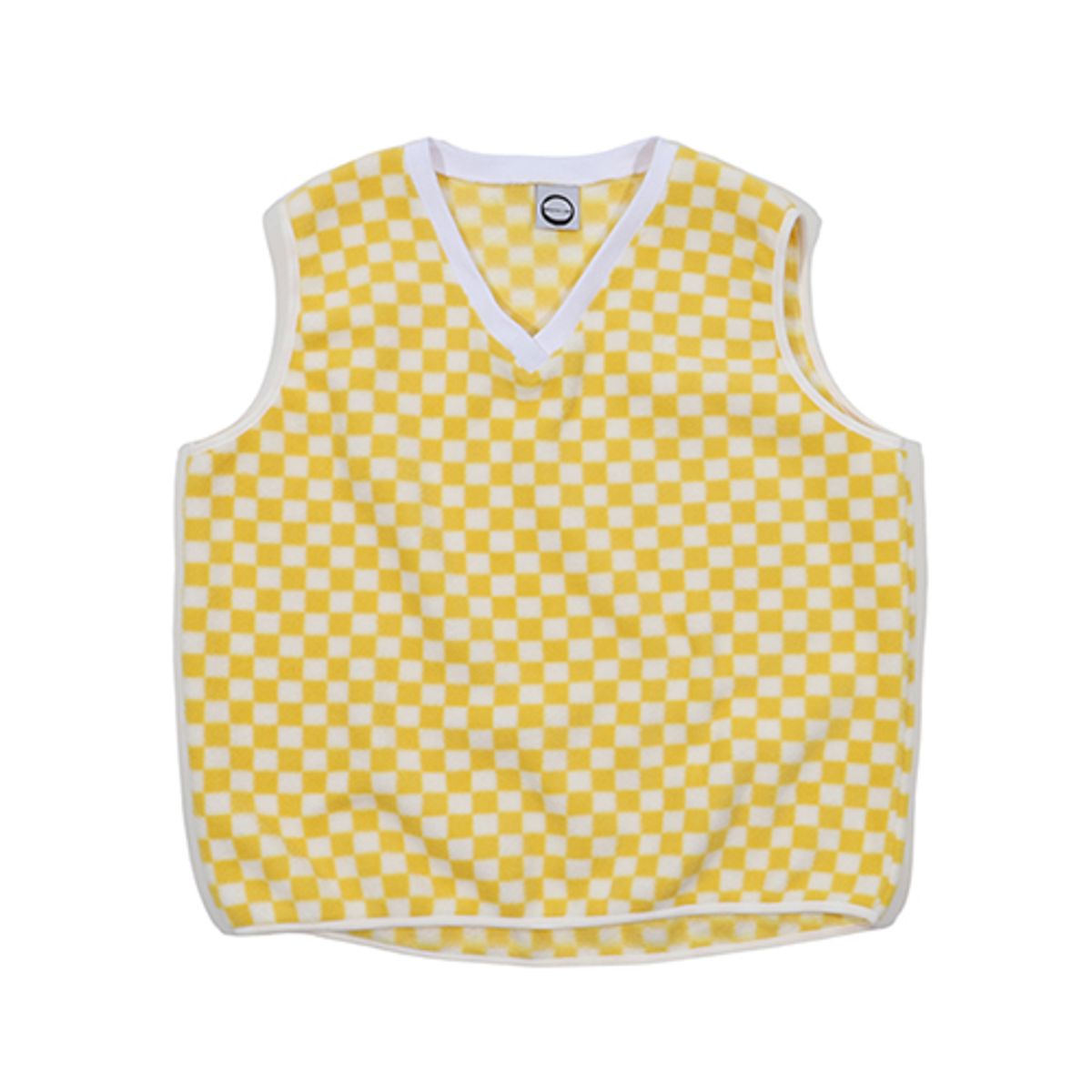 크루치(KRUCHI) CHECKERBOARD FLEECE VEST (YELLOW)