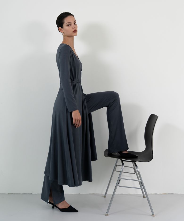 Leila tencel wrap dress (grey)