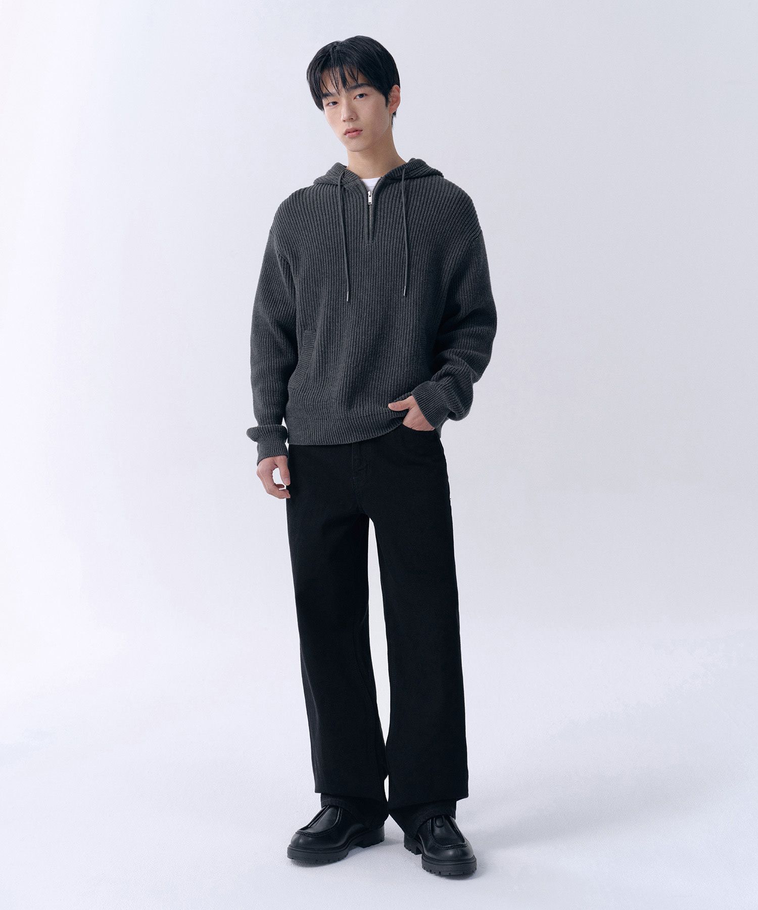 ★MUSINSA STANDARD★ Black wide leg denim pants MMCNP802-BK MUSINSA | MUSINSA STANDARD WIDE DENIM PANTS [WASHED BLACK]