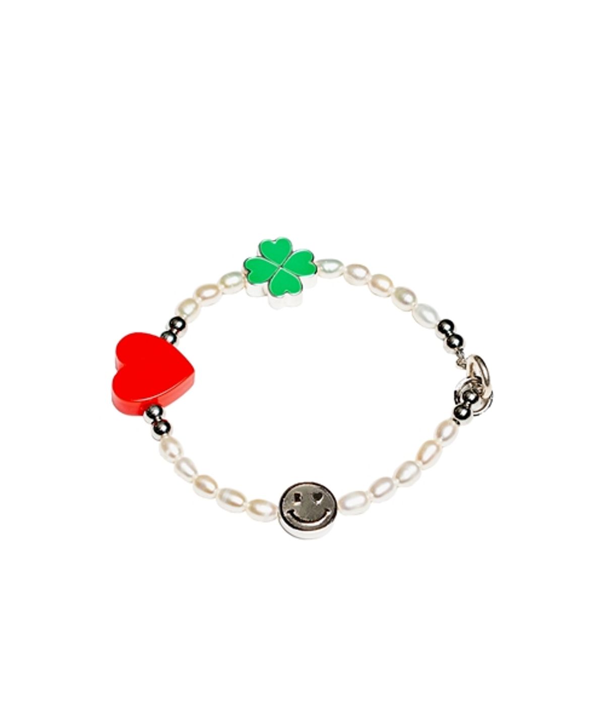 봉보(BONBEAU) Buddy motive smile pearl Bracelet 하트 클로버 스마일 참 담수진주 팔찌