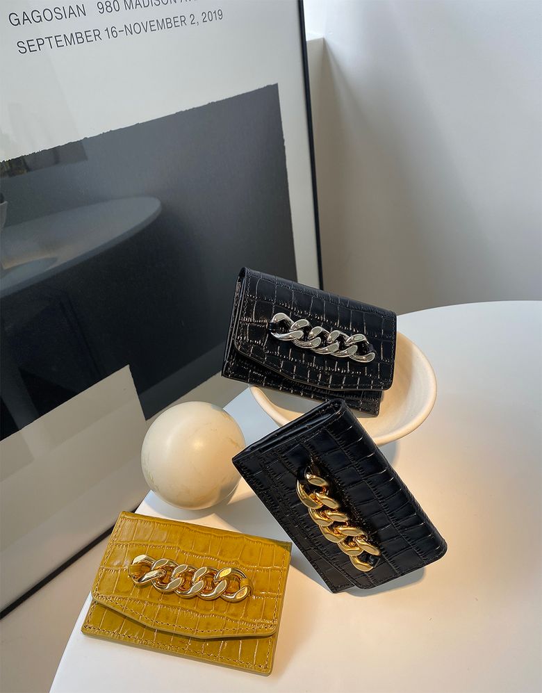 체인 소가죽 여성카드지갑