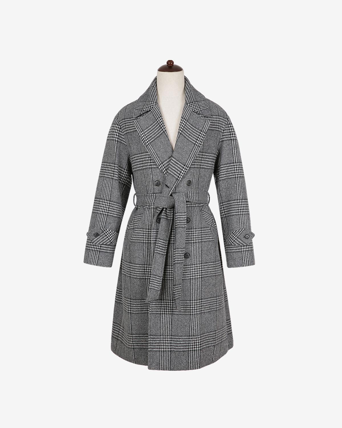 솔티(SORTIE) Glen Check Double Coat (Gray)