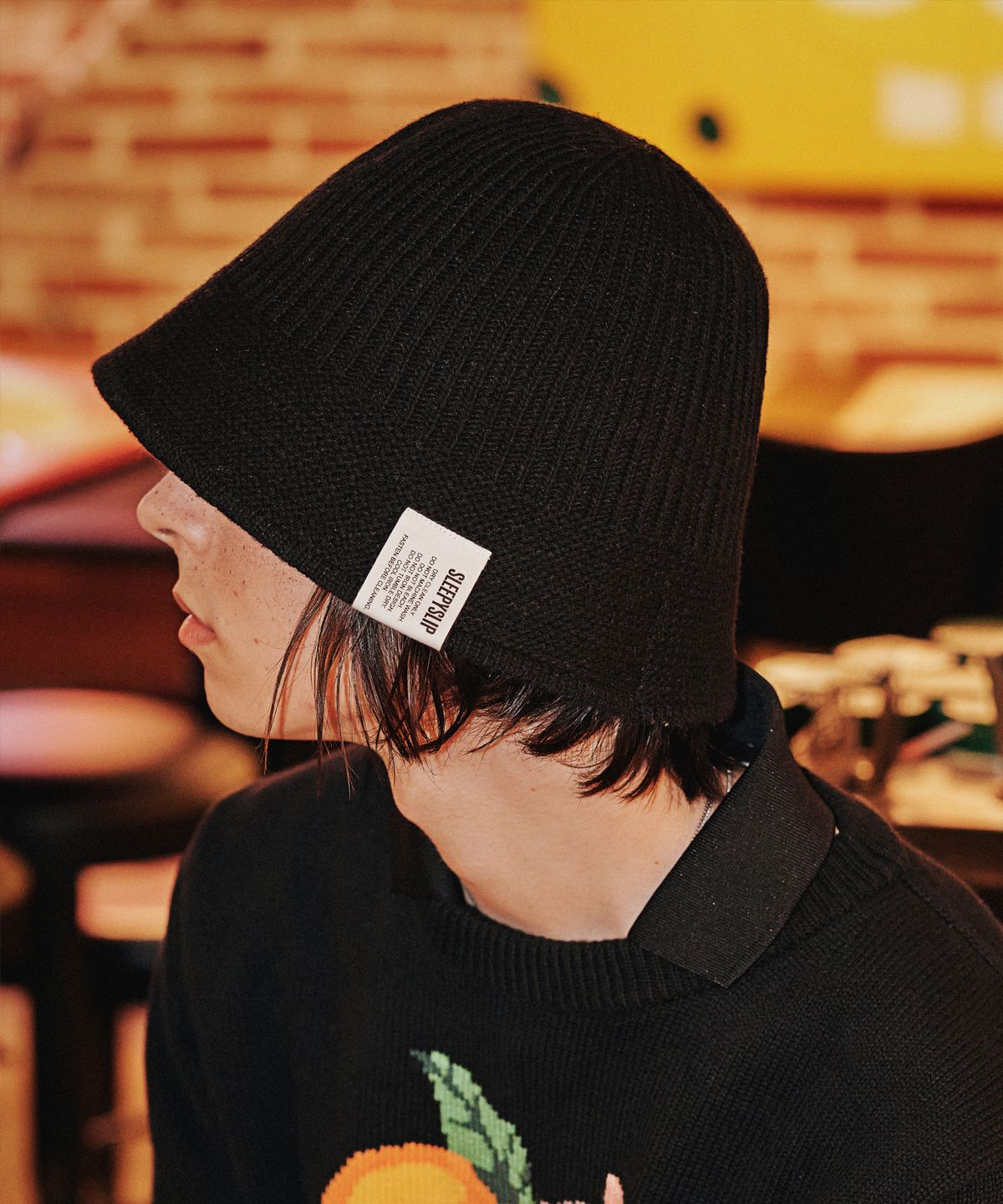 슬리피슬립(SLEEPYSLIP) [unisex]BERLIN BLACK BUCKET HAT