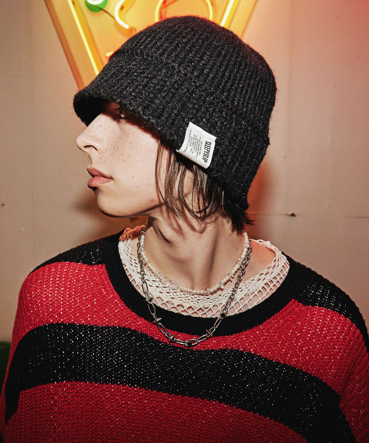 슬리피슬립(SLEEPYSLIP) [unisex]ALPACA KNIT BLACK BUCKET HAT