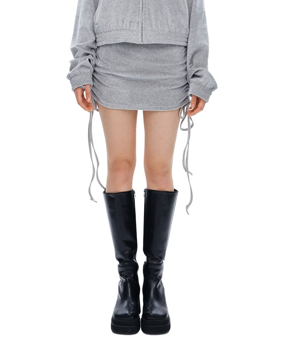 ◆ITZAVIBE◆ ISK00410 Velour shirring skirt gray ISK004-10 ISK004-10] VELOURS SHIRRING SKIRT GRAY - ITZAVIBE | 60