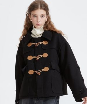 NOI498 오버핏 더플 코트 (블랙)