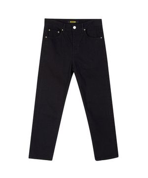 블랙 테이퍼드 크롭 데님 팬츠