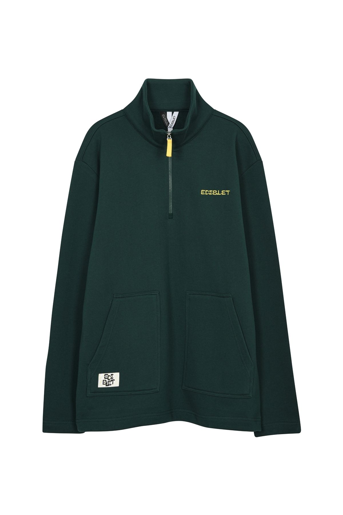 에디블렛(EDIBLET) LOGO 자수 반집업 스웨트 셔츠