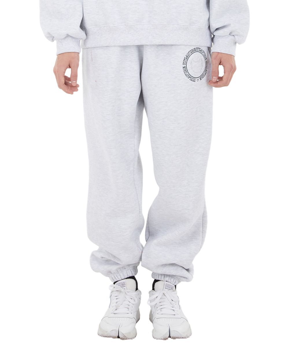ITZAVIBE☆CIRCLE GLITTER LOGO JOGGER PANTS IPT007-1] CIRCLE GLITTER LOGO JOGGER - BLACK - ITZAVIBE