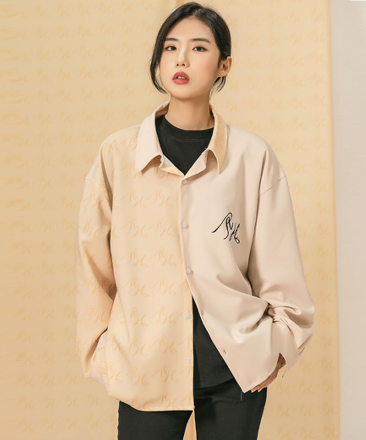 아시하(ASIHA) ASH21-01SH AH 텍스타일 셔츠 BEIGE
