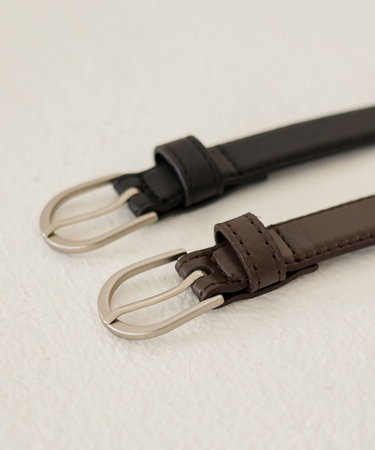 논로컬(NONLOCAL) Leather Slim Belt - Black