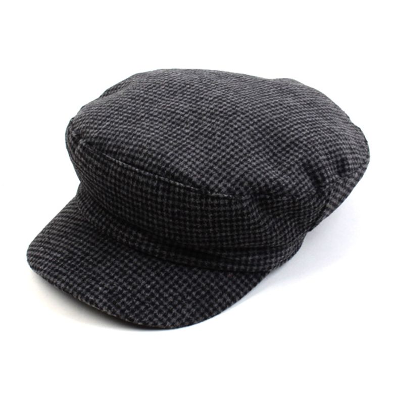 Small Check Wool Gray Marine Cap 체크군모