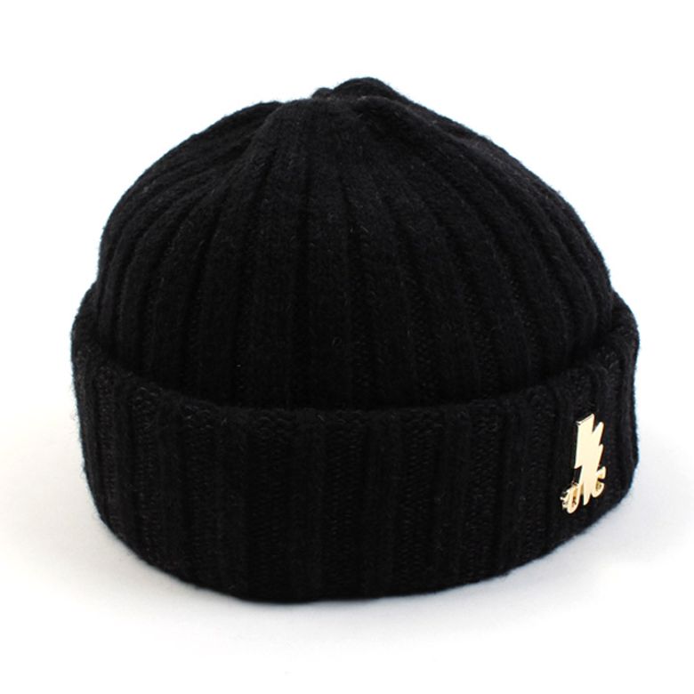 Black GD Wool Short Beanie 울숏비니