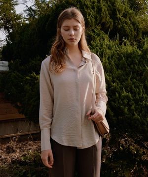 와이드 커프스 셔츠 - 베이지