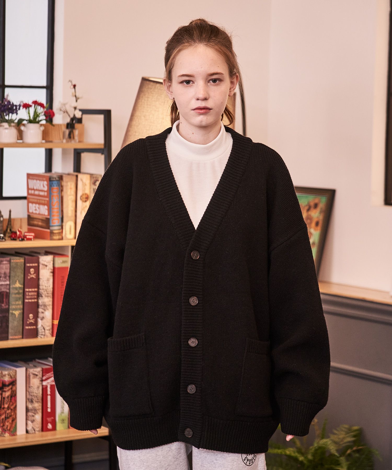 MUSINSA | AWESOME STUDIO Heavy oversized lambswool knit cardigan