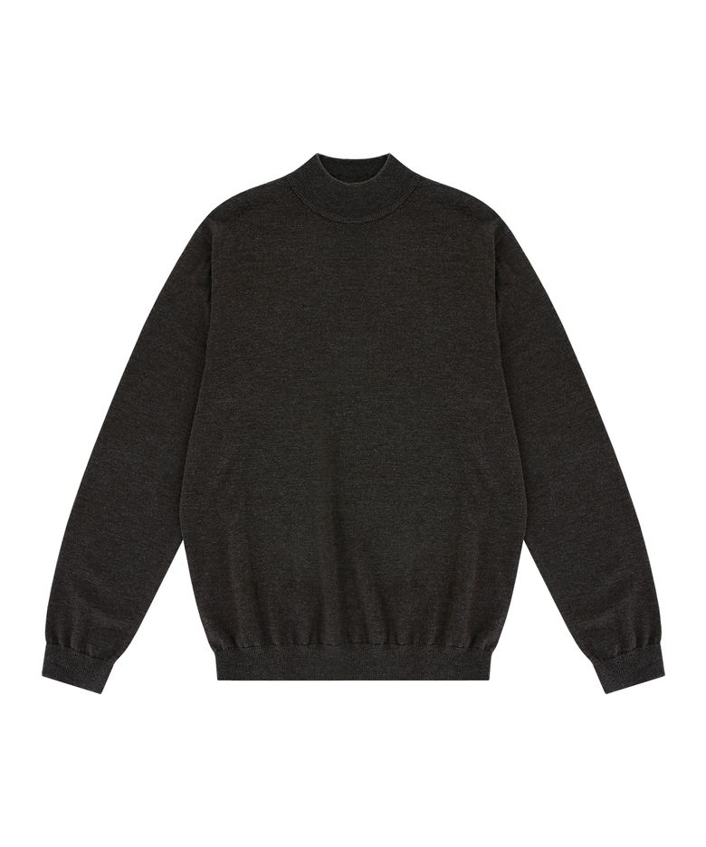 Merino wool Moc-Neck knit (Brown)