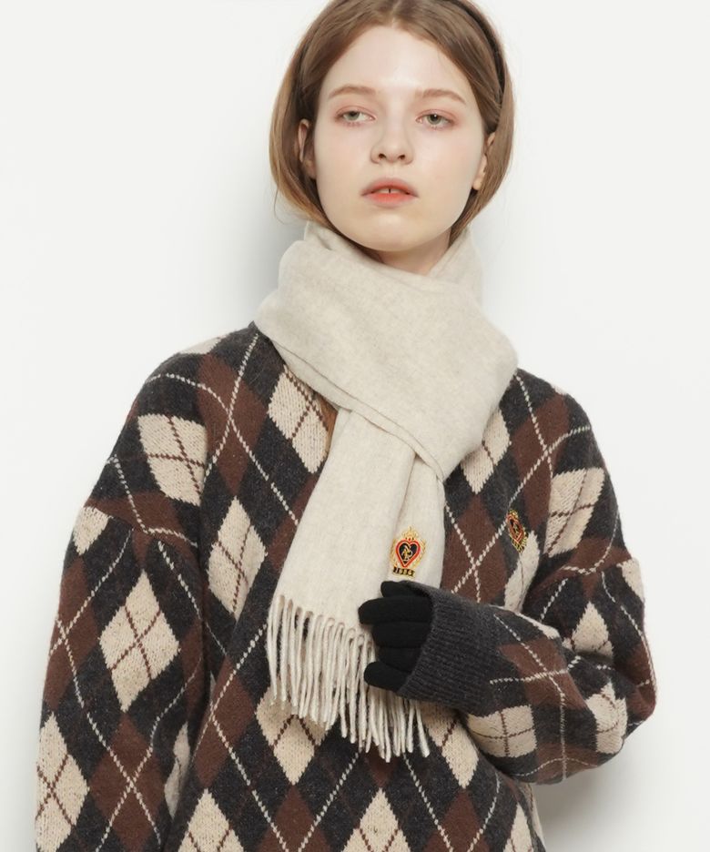MW147 Wool 100 Royal muffler oatmeal