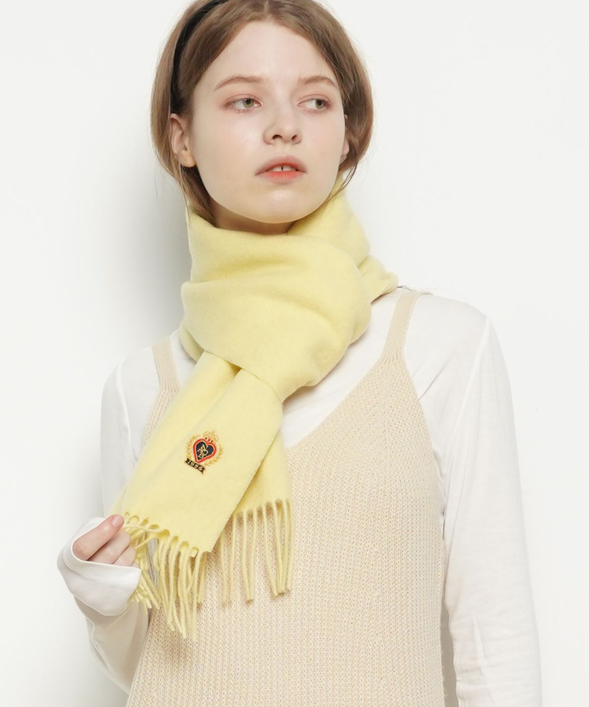 에이본(THE-ABON) MW147 Wool 100 Royal muffler lemon