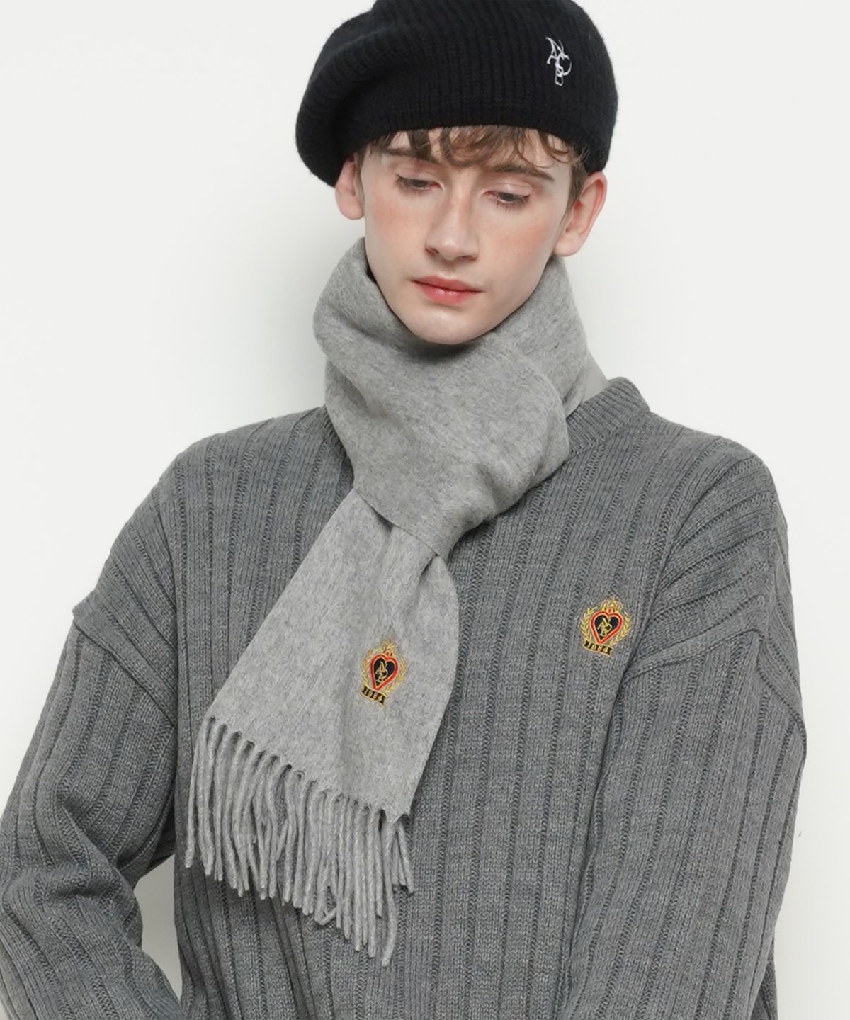 에이본(THE-ABON) MW147 Wool 100 Royal muffler grey