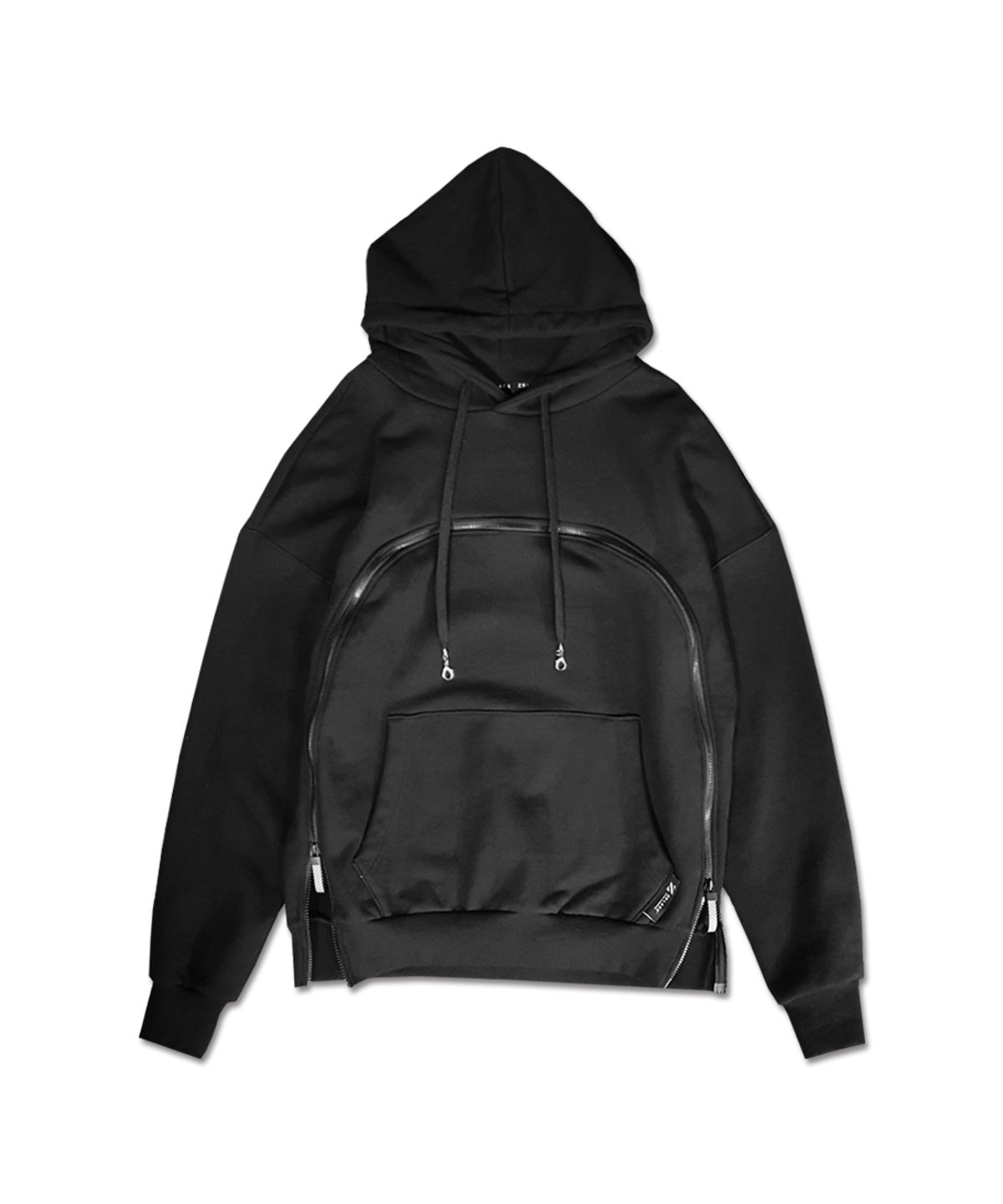 지블랙(ZBLACK) 지퍼 프런트 무지 후드티셔츠(Black)