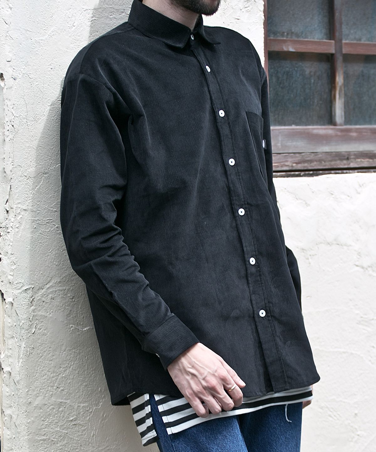 쟈니웨스트(JHONNY WEST) Corduroy Loose.Fit Shirts (Black)