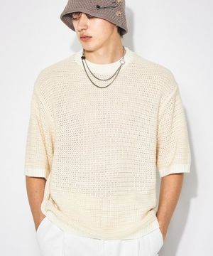 CREW NECK KNIT HALF SLEEVE IVORY