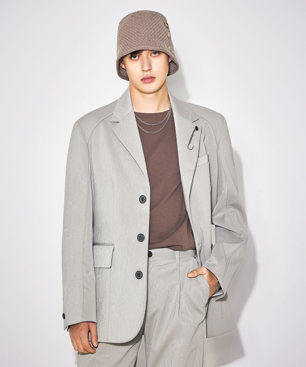【MAISON MINED】22SS★ CREASE LEATHER BLAZER MUSINSA | MAISON MINED CREASE LEATHER BLAZER GRAY