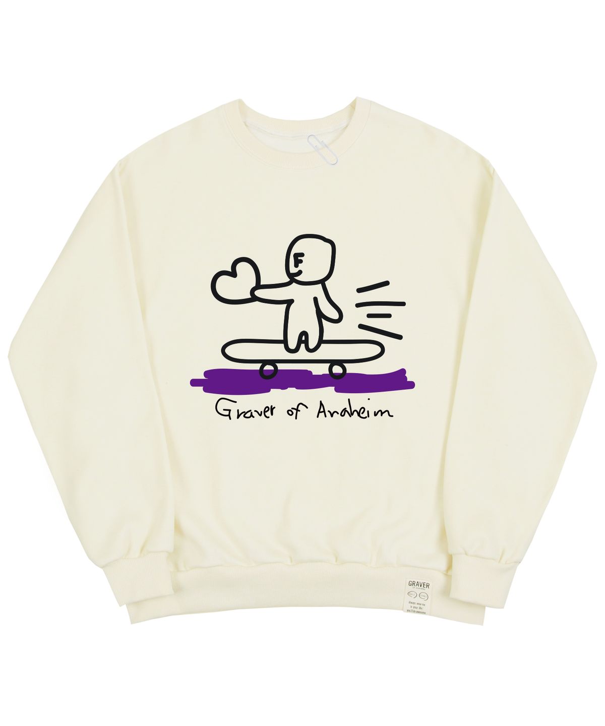 그레이버(GRAVER) [UNISEX]휴먼 스케이트 보드 스마일 맨투맨_크림