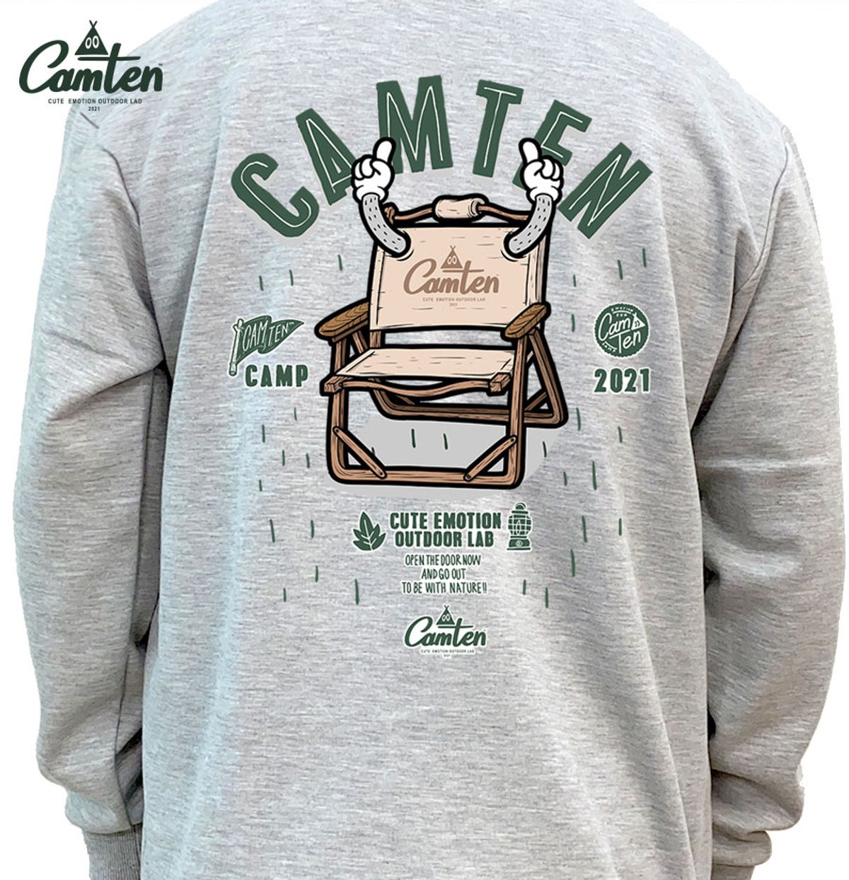 돌돌(DOLDOL) Camten-mtm-28 감성 캠핑 브랜드 캠텐 캐릭터 그래픽 맨투맨 긴팔