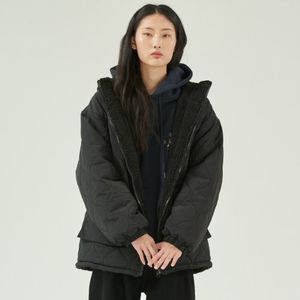 리버시블 퀼팅 시어링 점퍼 블랙