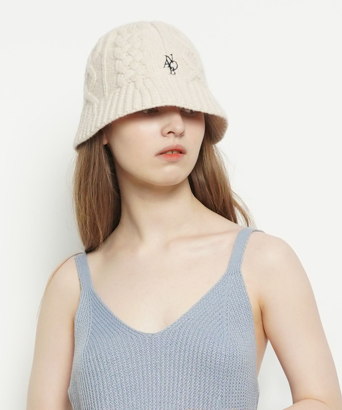에이본(THE-ABON) MW22 twisted knit bucket hat ivory