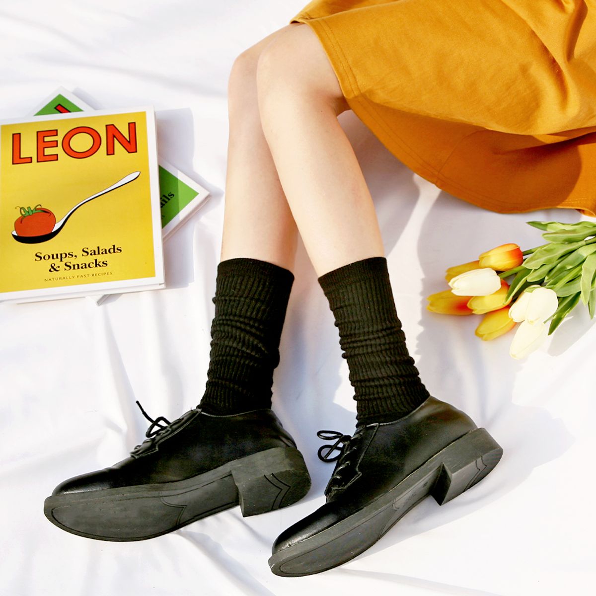 삭스에이(SOCKSA) [5PACK] 더블코튼 168N 무지 골지 롱 워머 삭스 니삭스 10색상 - 컬러선택형