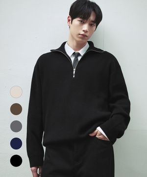 [서강준PICK] 오버사이즈 하프 집업 카라 울 니트 [5COLOR]