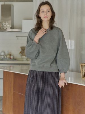 RoundnVolume Sleeve Brushed Sweatshirts - Grey (기모)