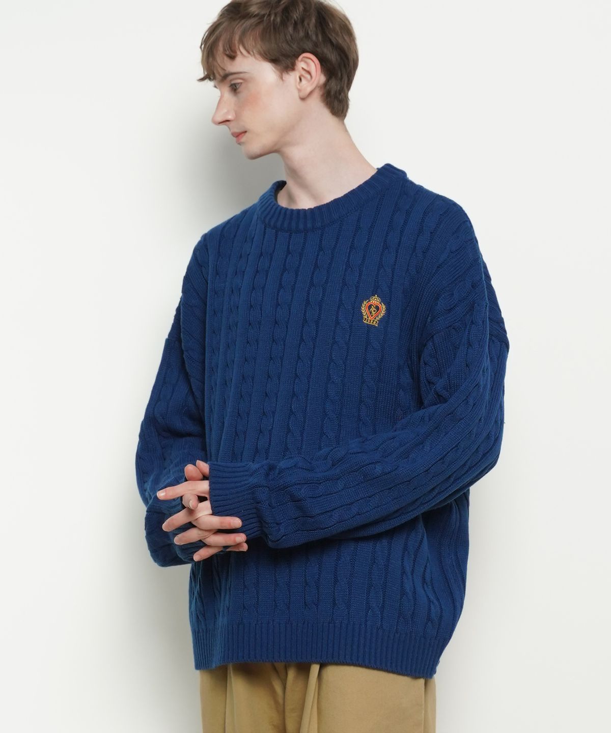 에이본(THE-ABON) M55 poll twisted knit navy