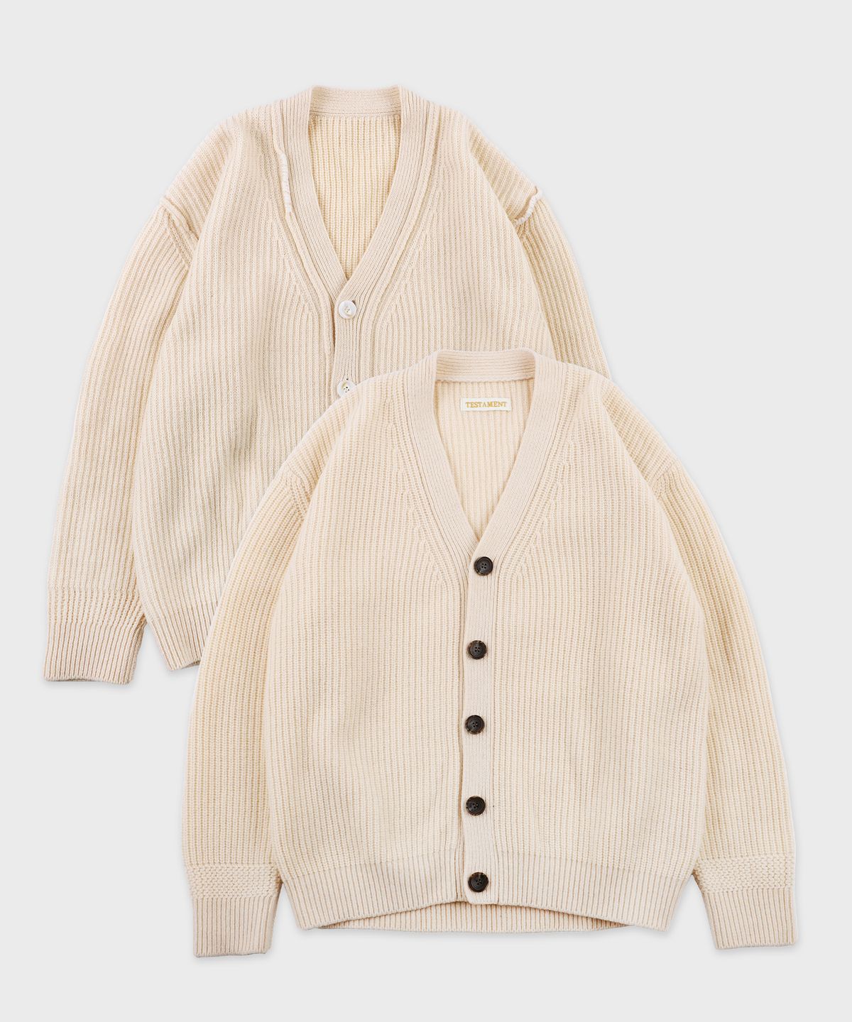 테스터먼트(TESTAMENT) Reversible pointed cardigan_beige
