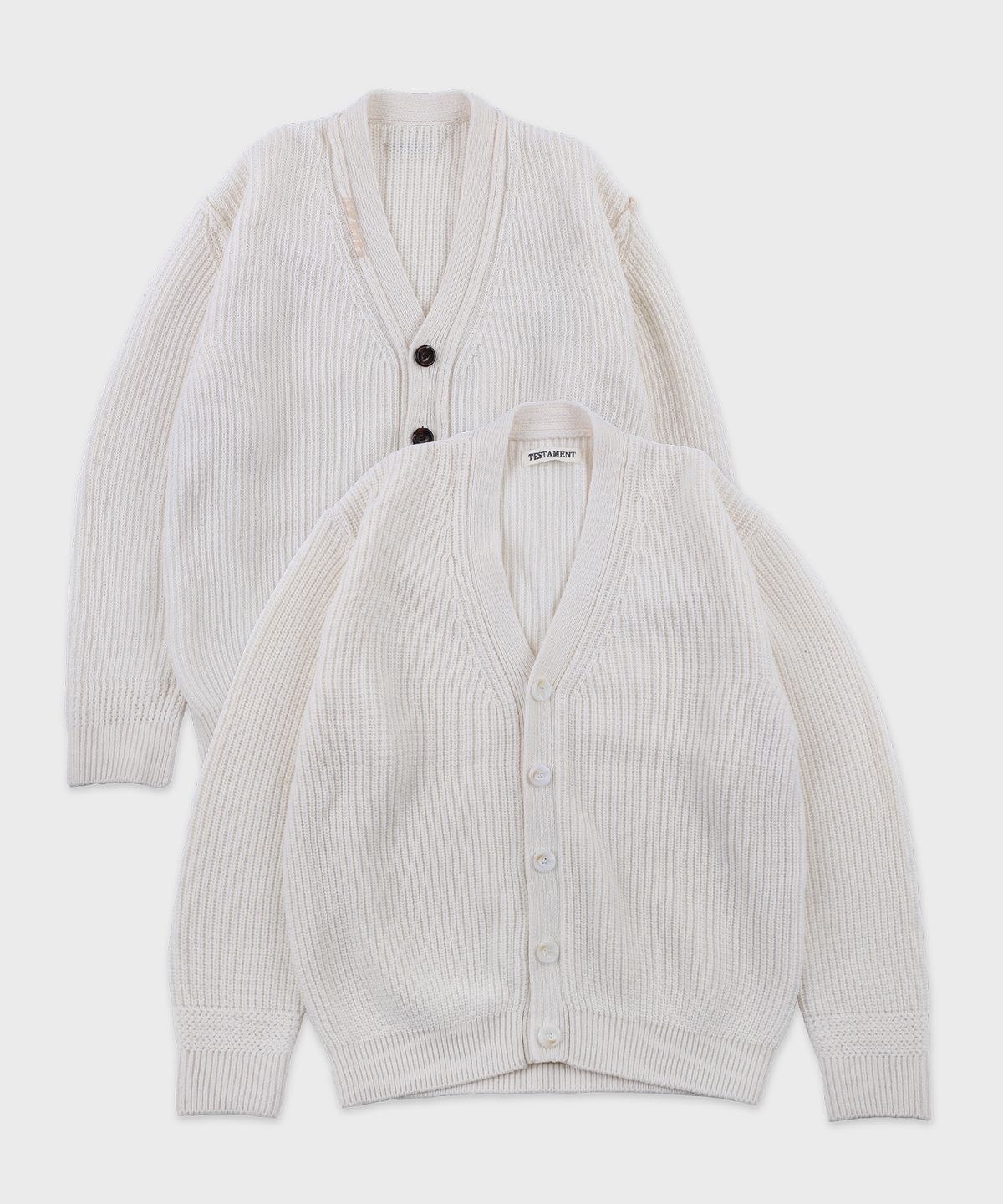 테스터먼트(TESTAMENT) Reversible pointed cardigan_ivory