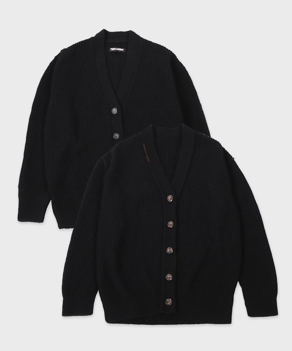 테스터먼트(TESTAMENT) Reversible pointed cardigan_black