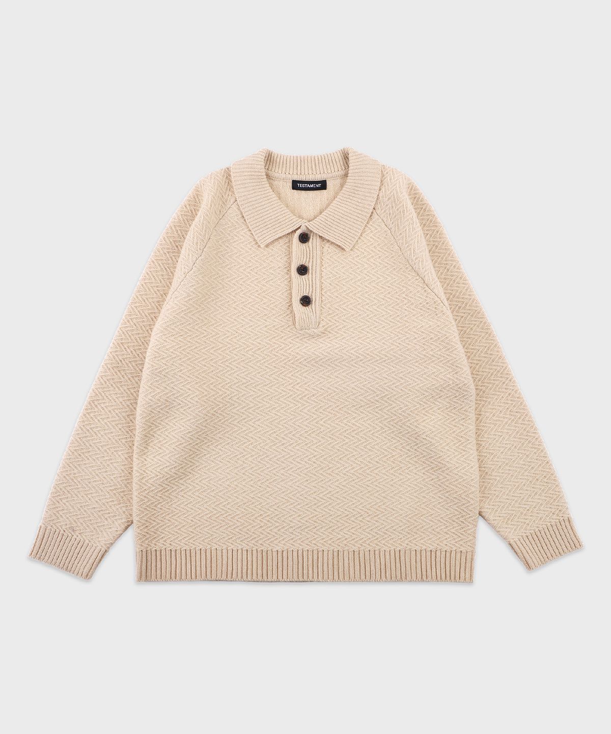 테스터먼트(TESTAMENT) Structure collar knit_beige