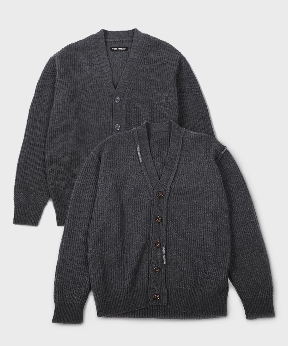 테스터먼트(TESTAMENT) Reversible pointed cardigan_charcoal
