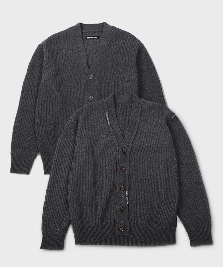 Reversible pointed cardigan_charcoal