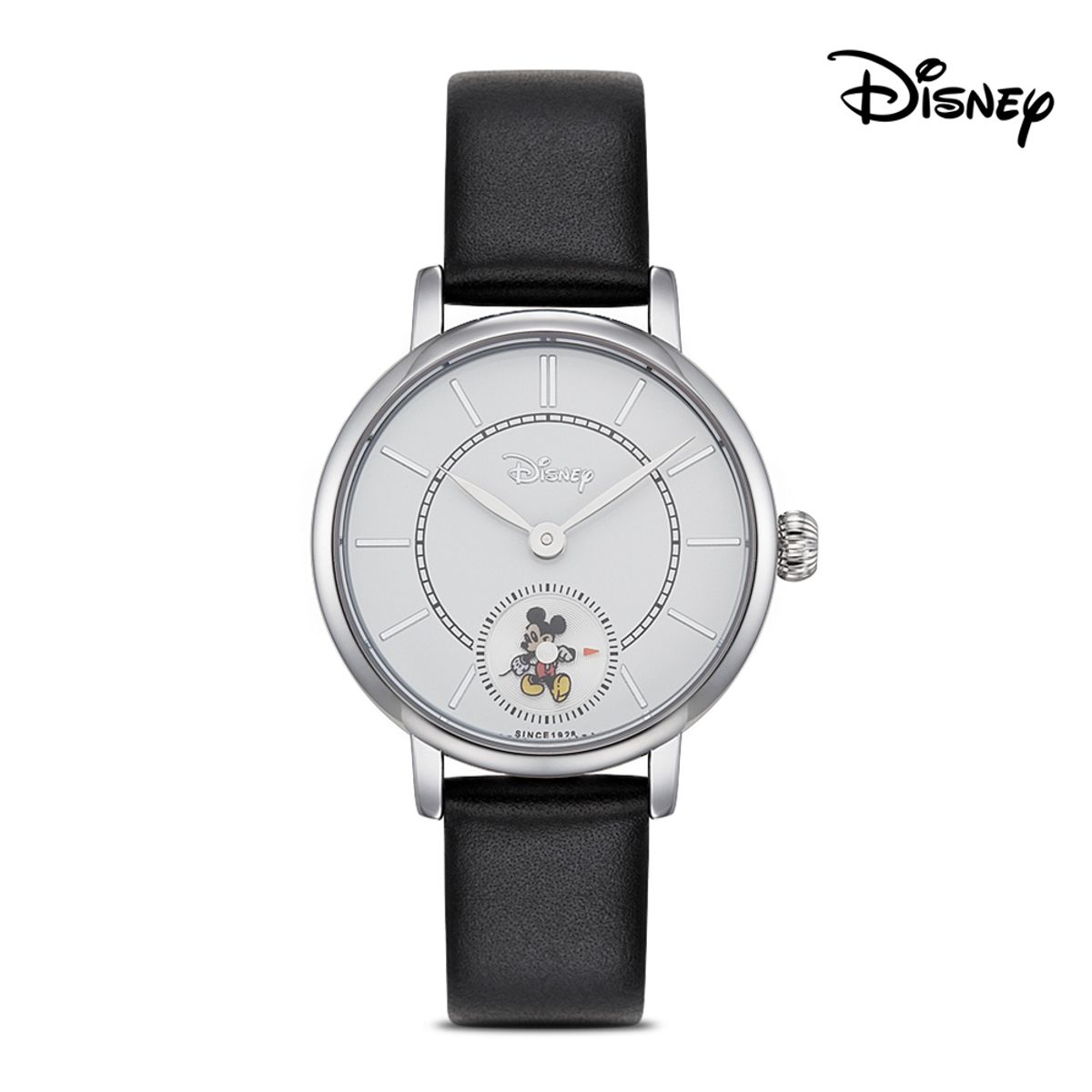 디즈니(Disney) 미키마우스 미키 무빙 가죽밴드 손목시계 D12132BWW