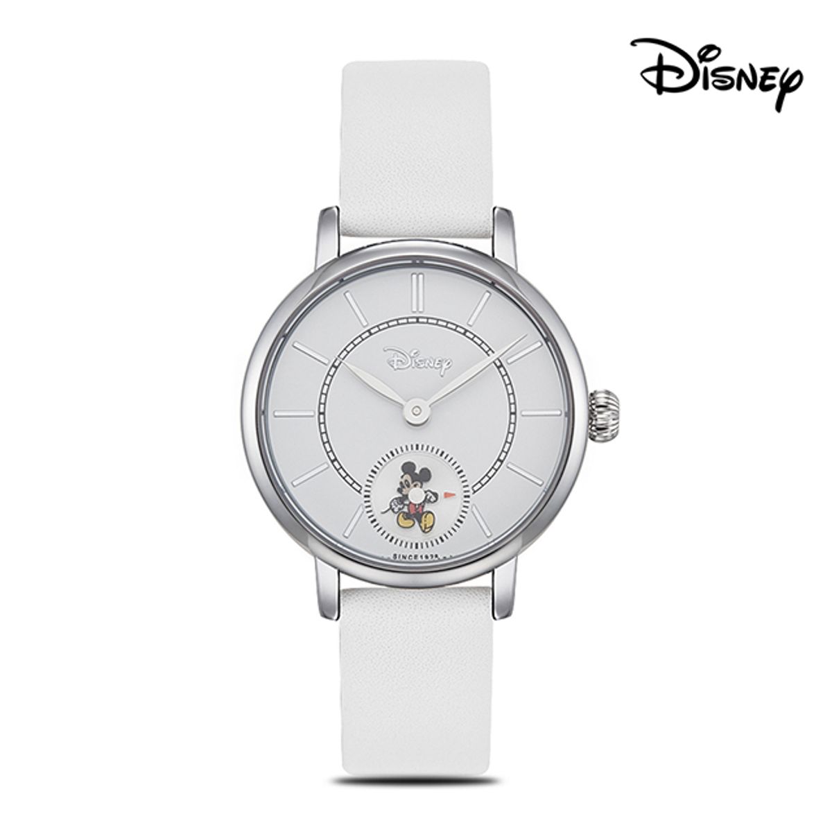 디즈니(Disney) 미키마우스 미키 무빙 가죽밴드 손목시계 D12132WWW