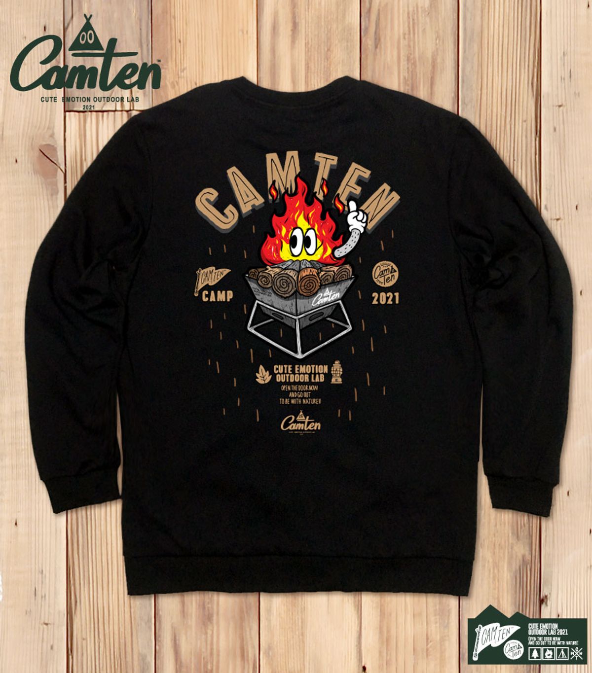 돌돌(DOLDOL) Camten-mtm-32 감성 캠핑 브랜드 캠텐 캐릭터 그래픽 맨투맨 긴팔